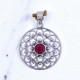 Wholesale 925 Sterling Silver Ruby Mandala Pendant | Round Filigree Boho Jewelry (MYS P221) Wholesale 925 Sterling Silver Ruby Mandala Pendant | Round Filigree Boho Jewelry (MYS P221)