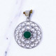 Wholesale 925 Sterling Silver Emerald Mandala Pendant | Round Filigree Boho Jewelry (MYS P222) Wholesale 925 Sterling Silver Emerald Mandala Pendant | Round Filigree Boho Jewelry (MYS P222)