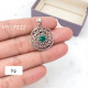 Wholesale 925 Sterling Silver Emerald Mandala Pendant | Round Filigree Boho Jewelry (MYS P222) Wholesale 925 Sterling Silver Emerald Mandala Pendant | Round Filigree Boho Jewelry (MYS P222)