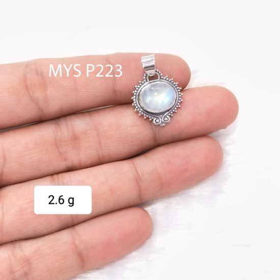 Genuine 925 Sterling Silver Pendants Rainbow Moonstone Bulk Wholesale From Royal Jewelry(MYS P223) Genuine 925 Sterling Silver Pendants Rainbow Moonstone Bulk Wholesale From Royal Jewelry(MYS P223)