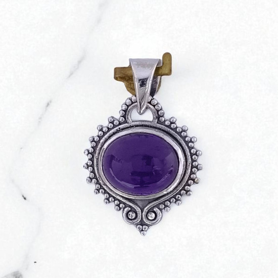 Wholesale 925 Sterling Silver Amethyst Pendant | Vintage Bali Style Boho Jewelry (MYS P224) Wholesale 925 Sterling Silver Amethyst Pendant | Vintage Bali Style Boho Jewelry (MYS P224)