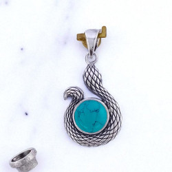 Wholesale 925 Sterling Silver Coiled Snake Pendant | Round Turquoise Animal Jewelry (MYS P226) Wholesale 925 Sterling Silver Coiled Snake Pendant | Round Turquoise Animal Jewelry (MYS P226)