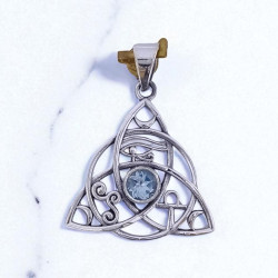 Wholesale 925 Sterling Silver Triquetra Pendant | Natural Blue Topaz Mystic Symbols Jewelry (MYS P227) Wholesale 925 Sterling Silver Triquetra Pendant | Natural Blue Topaz Mystic Symbols Jewelry (MYS P227)