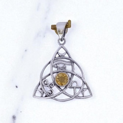 Wholesale 925 Sterling Silver Triquetra Pendant | Natural Citrine Mystic Symbols Jewelry (MYS P228) Wholesale 925 Sterling Silver Triquetra Pendant | Natural Citrine Mystic Symbols Jewelry (MYS P228)