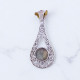 Wholesale 925 Sterling Silver Gemstone Pendant | Vintage Openwork Elongated Teardrop Filigree Scrollwork Round Natural Labradorite & Turquoise Charm (MYS P23)