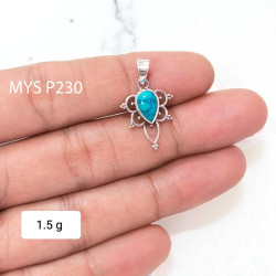 Wholesale 925 Sterling Silver Turquoise Pendant | Vintage Teardrop Boho Filigree Jewelry (MYS P230)