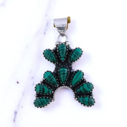 Wholesale 925 Sterling Silver Malachite Pendant | Native Southwestern Style Cluster Jewelry (MYS P231) Wholesale 925 Sterling Silver Malachite Pendant | Native Southwestern Style Cluster Jewelry (MYS P231)