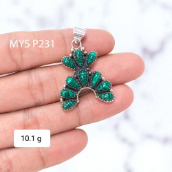 Wholesale 925 Sterling Silver Malachite Pendant | Native Southwestern Style Cluster Jewelry (MYS P231)