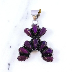 925 Sterling Silver Purple Copper Turquoise Pendant | Native Southwestern Style Cluster Jewelry (MYS P232) 925 Sterling Silver Purple Copper Turquoise Pendant | Native Southwestern Style Cluster Jewelry (MYS P232)