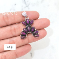 925 Sterling Silver Purple Copper Turquoise Pendant | Native Southwestern Style Cluster Jewelry (MYS P232) 925 Sterling Silver Purple Copper Turquoise Pendant | Native Southwestern Style Cluster Jewelry (MYS P232)