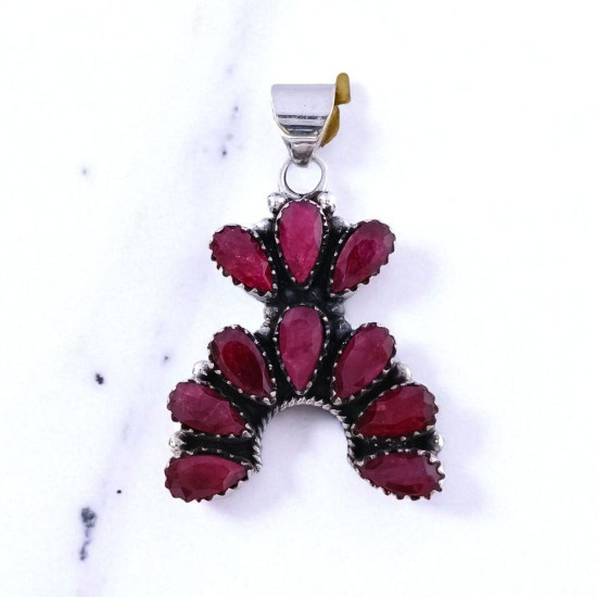 Wholesale 925 Sterling Silver Ruby Pendant | Native Southwestern Style Cluster Jewelry (MYS P234) Wholesale 925 Sterling Silver Ruby Pendant | Native Southwestern Style Cluster Jewelry (MYS P234)