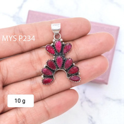 Wholesale 925 Sterling Silver Ruby Pendant | Native Southwestern Style Cluster Jewelry (MYS P234)
