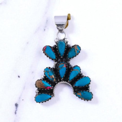 Wholesale 925 Sterling Silver Blue Turquoise Pendant | Native Southwestern Style Cluster Jewelry (MYS P235) Wholesale 925 Sterling Silver Blue Turquoise Pendant | Native Southwestern Style Cluster Jewelry (MYS P235)