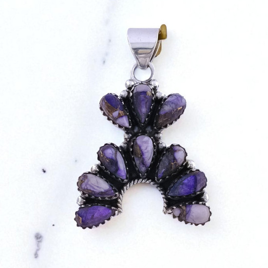 Wholesale 925 Sterling SilverViolet Dahlia Turquoise Pendant | Native Southwestern Style Cluster Jewelry (MYS P237) Wholesale 925 Sterling SilverViolet Dahlia Turquoise Pendant | Native Southwestern Style Cluster Jewelry (MYS P237)