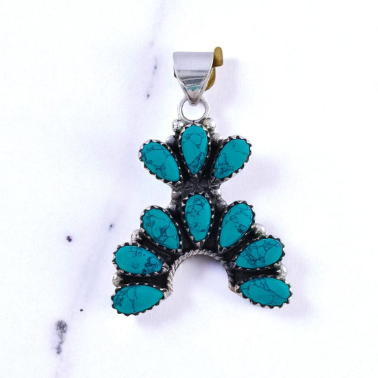 Wholesale 925 Sterling Silver Turquoise Pendant | Native Southwestern Style Cluster Jewelry (MYS P239) Wholesale 925 Sterling Silver Turquoise Pendant | Native Southwestern Style Cluster Jewelry (MYS P239)