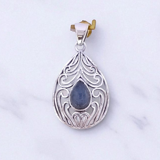 Wholesale 925 Sterling Silver Gemstone Pendant | Vintage Openwork Teardrop Filigree Scrollwork Pear-Cut Natural Amethyst & Labradorite Charm (MYS P24) Wholesale 925 Sterling Silver Gemstone Pendant | Vintage Openwork Teardrop Filigree Scrollwork Pear-Cut Natural Amethyst & Labradorite Charm (MYS P24)