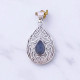 Wholesale 925 Sterling Silver Gemstone Pendant | Vintage Openwork Teardrop Filigree Scrollwork Pear-Cut Natural Amethyst & Labradorite Charm (MYS P24) Wholesale 925 Sterling Silver Gemstone Pendant | Vintage Openwork Teardrop Filigree Scrollwork Pear-Cut Natural Amethyst & Labradorite Charm (MYS P24)
