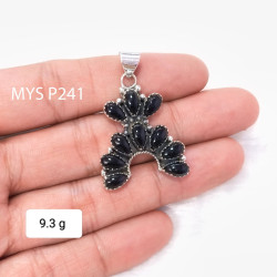 Wholesale 925 Sterling Silver Black Onyx Pendant | Native Southwestern Style Cluster Jewelry (MYS P241)