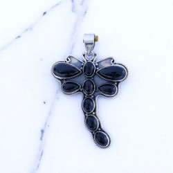Large 925 Sterling Silver Dragonfly Pendant | Natural Black Onyx Statement Animal Jewelry (MYS P245) Large 925 Sterling Silver Dragonfly Pendant | Natural Black Onyx Statement Animal Jewelry (MYS P245)