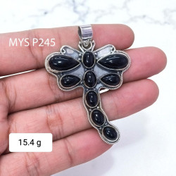 Large 925 Sterling Silver Dragonfly Pendant | Natural Black Onyx Statement Animal Jewelry (MYS P245)