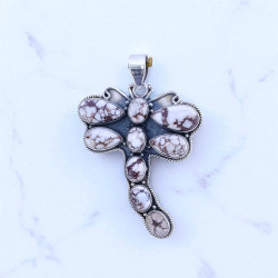 Wholesale Large 925 Sterling Silver Dragonfly Pendant | Wild Horse Magnesite Statement Animal Jewelry (MYS P247) Wholesale Large 925 Sterling Silver Dragonfly Pendant | Wild Horse Magnesite Statement Animal Jewelry (MYS P247)