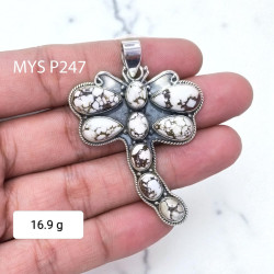 Wholesale Large 925 Sterling Silver Dragonfly Pendant | Wild Horse Magnesite Statement Animal Jewelry (MYS P247)