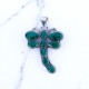 Wholesale Large 925 Sterling Silver Dragonfly Pendant | Natural Emerald Statement Animal Jewelry (MYS P253)