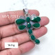 Wholesale Large 925 Sterling Silver Dragonfly Pendant | Natural Emerald Statement Animal Jewelry (MYS P253)