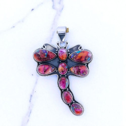 Natural Pink Oyster Turquoise Gemstone 925 Silver Fine Pendants (MYS P254) Natural Pink Oyster Turquoise Gemstone 925 Silver Fine Pendants (MYS P254)