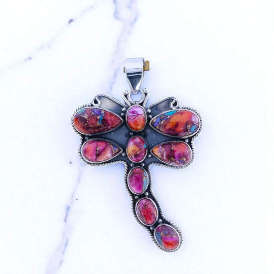Natural Pink Oyster Turquoise Gemstone 925 Silver Fine Pendants (MYS P254) Natural Pink Oyster Turquoise Gemstone 925 Silver Fine Pendants (MYS P254)