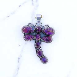 Wholesale Large 925 Sterling Silver Dragonfly Pendant | Purple Spiny Oyster Turquoise Statement Animal Jewelry (MYS P255) Wholesale Large 925 Sterling Silver Dragonfly Pendant | Purple Spiny Oyster Turquoise Statement Animal Jewelry (MYS P255)
