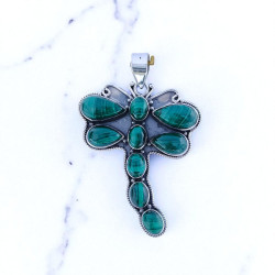 Wholesale Large 925 Sterling Silver Dragonfly Pendant | Natural Malachite Statement Animal Jewelry (MYS P256) Wholesale Large 925 Sterling Silver Dragonfly Pendant | Natural Malachite Statement Animal Jewelry (MYS P256)