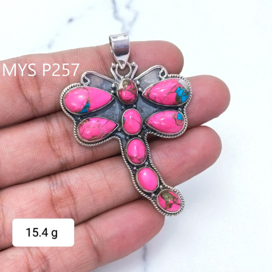 Handmade 925 Sterling Silver Fine Pendants Cotton Candy Turquoise Gemstone Pendants(MYS P257) Handmade 925 Sterling Silver Fine Pendants Cotton Candy Turquoise Gemstone Pendants(MYS P257)