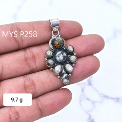 Wholesale 925 Sterling Silver Wild Horse Magnesite Pendant | Native Southwestern Style Cluster Jewelry (MYS P258)