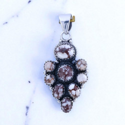 925 Sterling Silver Wild Horse Jasper Gemstone Magnesite Pendant (MYS P259) 925 Sterling Silver Wild Horse Jasper Gemstone Magnesite Pendant (MYS P259)