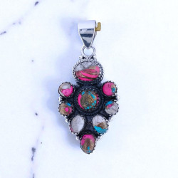 925 Sterling Silver Fine Pendants Handmade Cotton Candy Turquoise Gemstone Jewelry High Polish (MYS P261) 925 Sterling Silver Fine Pendants Handmade Cotton Candy Turquoise Gemstone Jewelry High Polish (MYS P261)