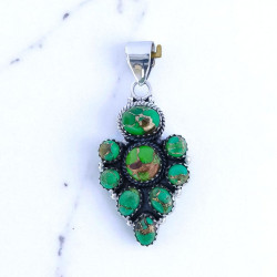 Wholesale 925 Sterling Silver Green Copper Turquoise Pendant | Style Cluster Jewelry (MYS P263) Wholesale 925 Sterling Silver Green Copper Turquoise Pendant | Style Cluster Jewelry (MYS P263)