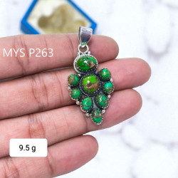 Wholesale 925 Sterling Silver Green Copper Turquoise Pendant | Style Cluster Jewelry (MYS P263)