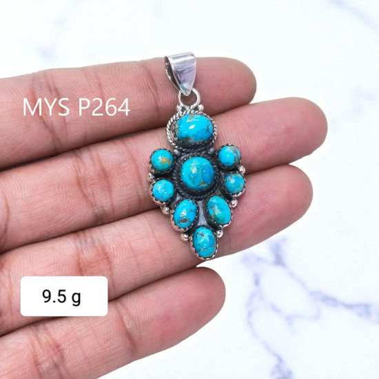 925 Charm Pendants Wholesale Fine Silver Jewelry And Blue Copper Turquoise Gemstone (MYS P264) 925 Charm Pendants Wholesale Fine Silver Jewelry And Blue Copper Turquoise Gemstone (MYS P264)