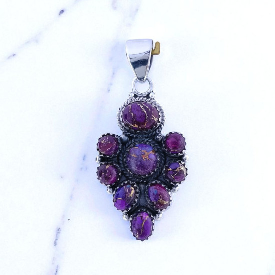 Natural Purple Copper Turquoise Gemstone Pendants 925 Sterling Silver Jewelry (MYS P265) Natural Purple Copper Turquoise Gemstone Pendants 925 Sterling Silver Jewelry (MYS P265)