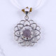 Wholesale 925 Sterling Silver Gemstone Pendant Lotus Mandala Starburst  Natural Rose Quartz & Amethyst Charm Pendant(MYS P27)