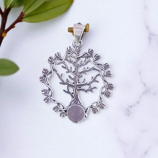 925 Sterling Silver Gemstone Pendant Tree of Life Design Natural Gemstone Charm Pendant (MYS P28) 925 Sterling Silver Gemstone Pendant Tree of Life Design Natural Gemstone Charm Pendant (MYS P28)