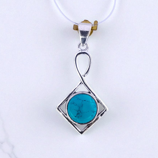 Wholesale 925 Sterling Silver Gemstone Pendant Infinity Twist Geometric Rhombus Natural Gemstone Charm Pendants (MYS P29)