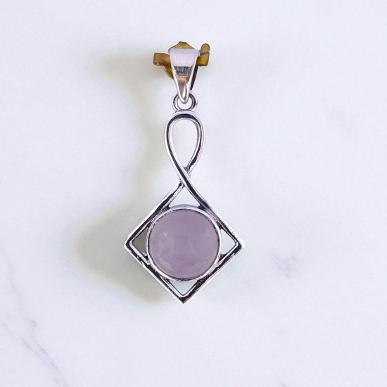 Wholesale 925 Sterling Silver Gemstone Pendant Infinity Twist Geometric Rhombus Natural Gemstone Charm Pendants (MYS P29)