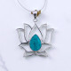 Wholesale 925 Sterling Silver Gemstone Pendant | Sacred Openwork Blooming Lotus Flower Pear-Cut Natural Turquoise & Rainbow Moonstone Statement Charm (MYS P3) Wholesale 925 Sterling Silver Gemstone Pendant | Sacred Openwork Blooming Lotus Flower Pear-Cut Natural Turquoise & Rainbow Moonstone Statement Charm (MYS P3)
