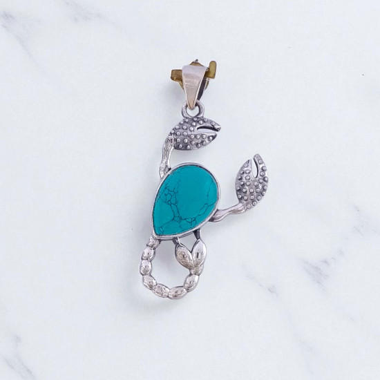 Wholesale 925 Sterling Silver Gemstone Pendant Scorpion Zodiac Pear-Cut Natural Gemstone Charm Pendant (MYS P31)