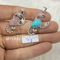 Wholesale 925 Sterling Silver Gemstone Pendant Scorpion Zodiac Pear-Cut Natural Gemstone Charm Pendant (MYS P31)