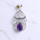 Wholesale 925 Sterling Silver Gemstone Pendant Filigree Arch Pear-Cut Natural Rainbow Moonstone & Amethyst Charm (MYS P32) Wholesale 925 Sterling Silver Gemstone Pendant Filigree Arch Pear-Cut Natural Rainbow Moonstone & Amethyst Charm (MYS P32)