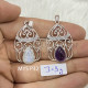 Wholesale 925 Sterling Silver Gemstone Pendant Filigree Arch Pear-Cut Natural Rainbow Moonstone & Amethyst Charm (MYS P32) Wholesale 925 Sterling Silver Gemstone Pendant Filigree Arch Pear-Cut Natural Rainbow Moonstone & Amethyst Charm (MYS P32)