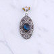Wholesale 925 Sterling Silver Gemstone Pendant | Vintage Openwork Oval Heart Filigree Scrollwork Round Natural Turquoise & Labradorite Charm (MYS P34) Wholesale 925 Sterling Silver Gemstone Pendant | Vintage Openwork Oval Heart Filigree Scrollwork Round Natural Turquoise & Labradorite Charm (MYS P34)